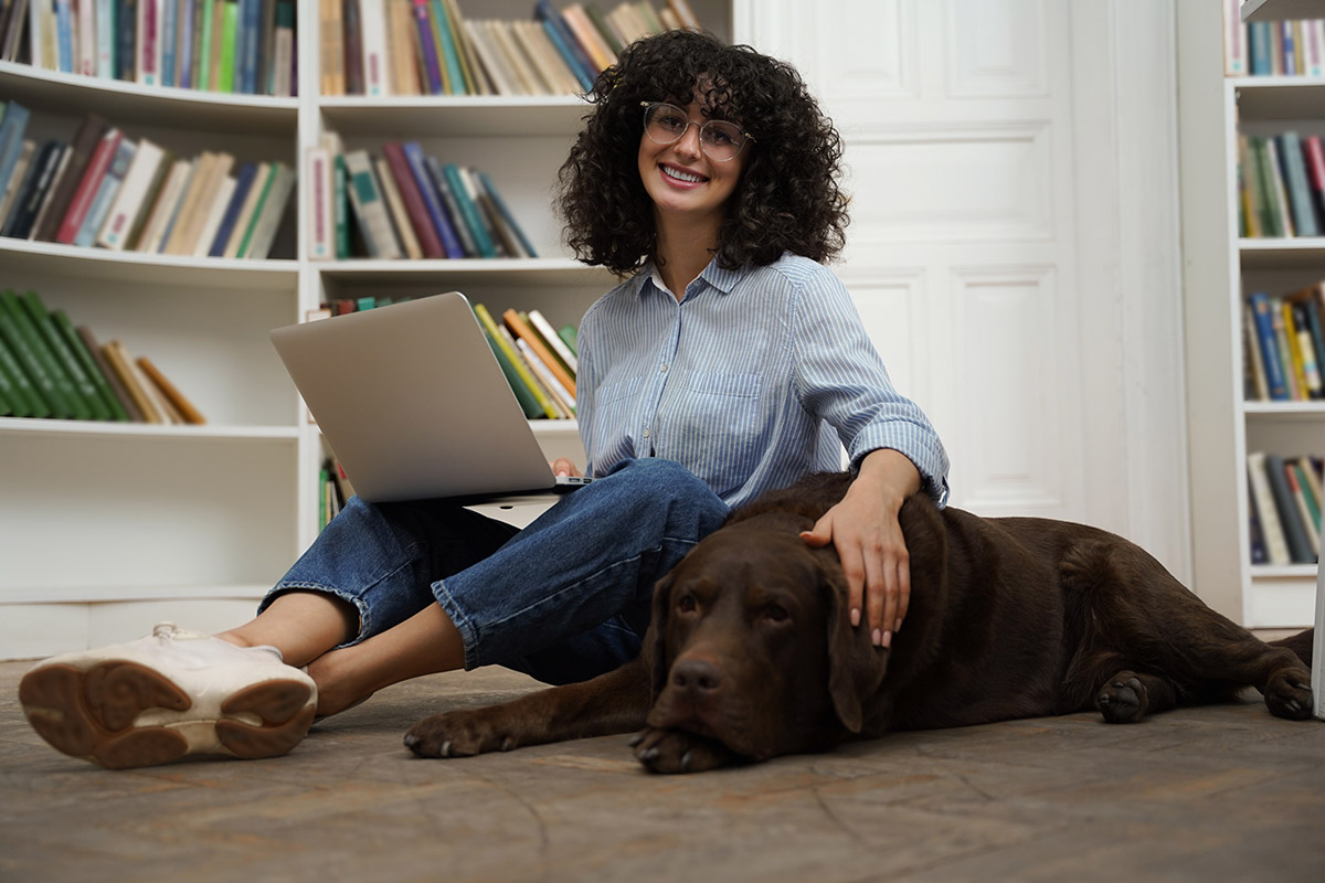dog and student